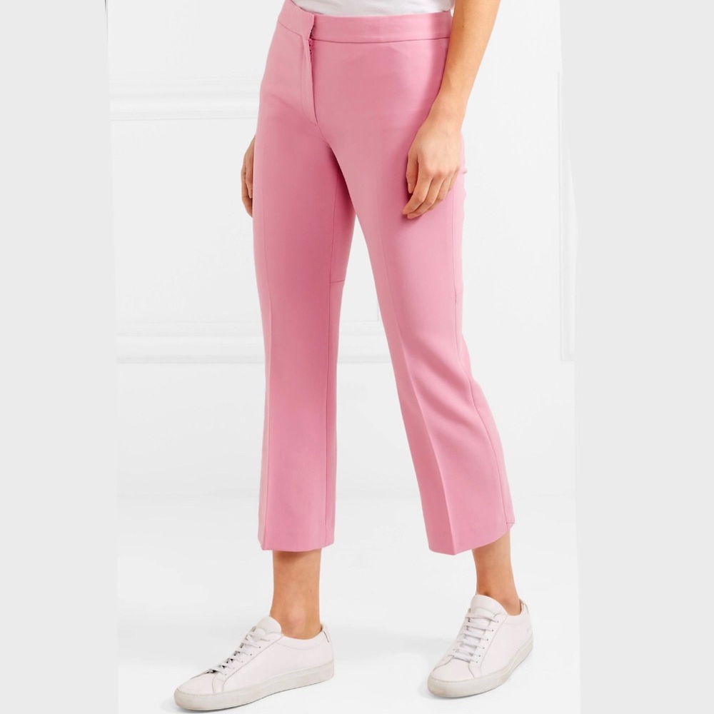 Theory “Admiral” fuchsia flare cropped pants